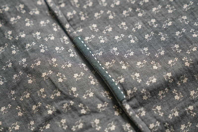 △ノーカラー 小花柄オリエンタルデザイン ダブルフェイスコットン オリエンタル シャツジャケット△