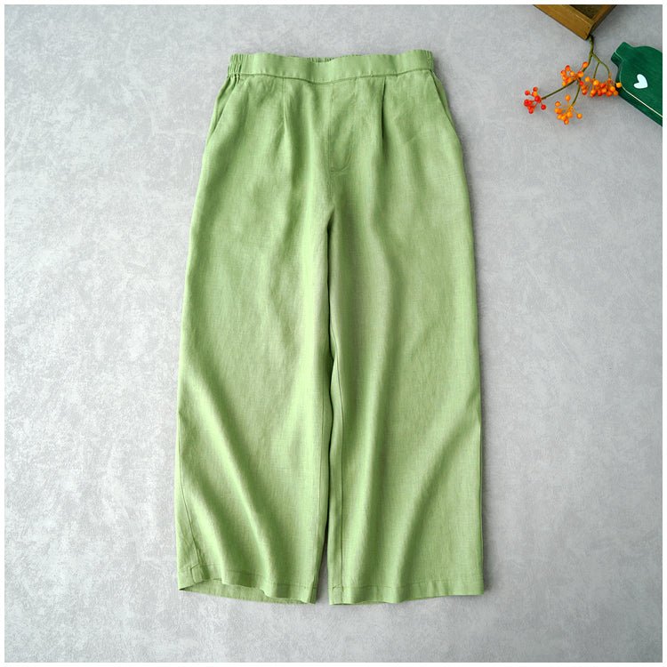 ◇8色展開◇豊富なサイズ展開◇品のあるリネン 8部丈 ワイド ワンタック イージーパンツ◇S~XL