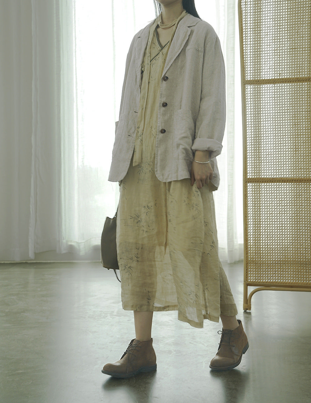 程良くゆったりシルエット◇リネン カジュアルジャケット◇
