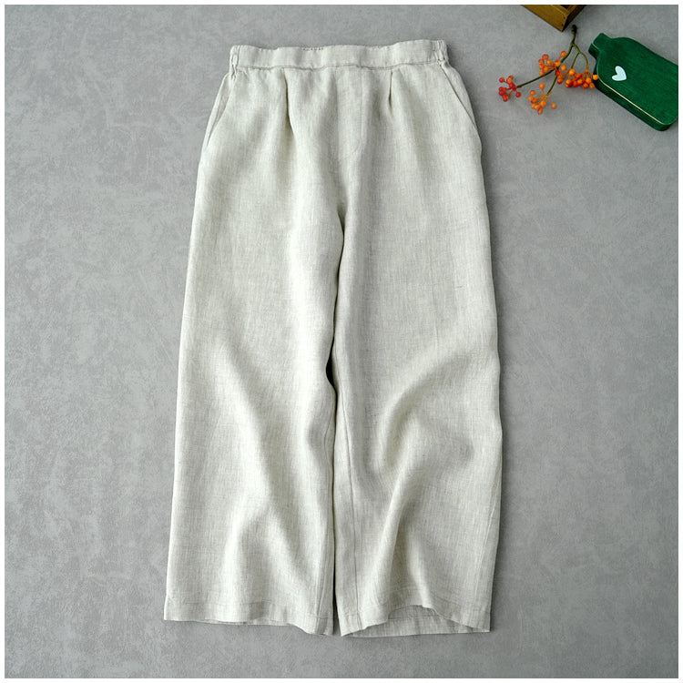 ◇8色展開◇豊富なサイズ展開◇品のあるリネン 8部丈 ワイド ワンタック イージーパンツ◇S~XL