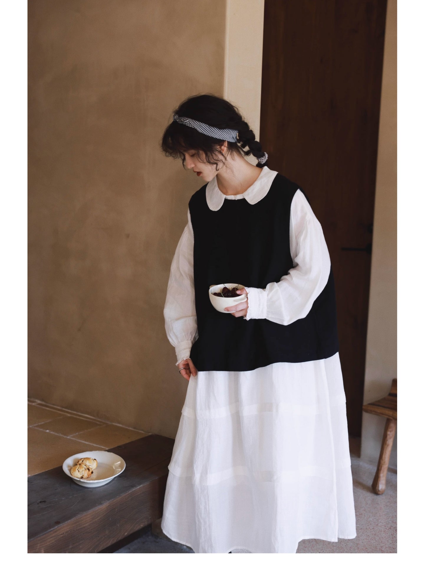2色展開☆ダブルブレスト コットンリネンベスト☆