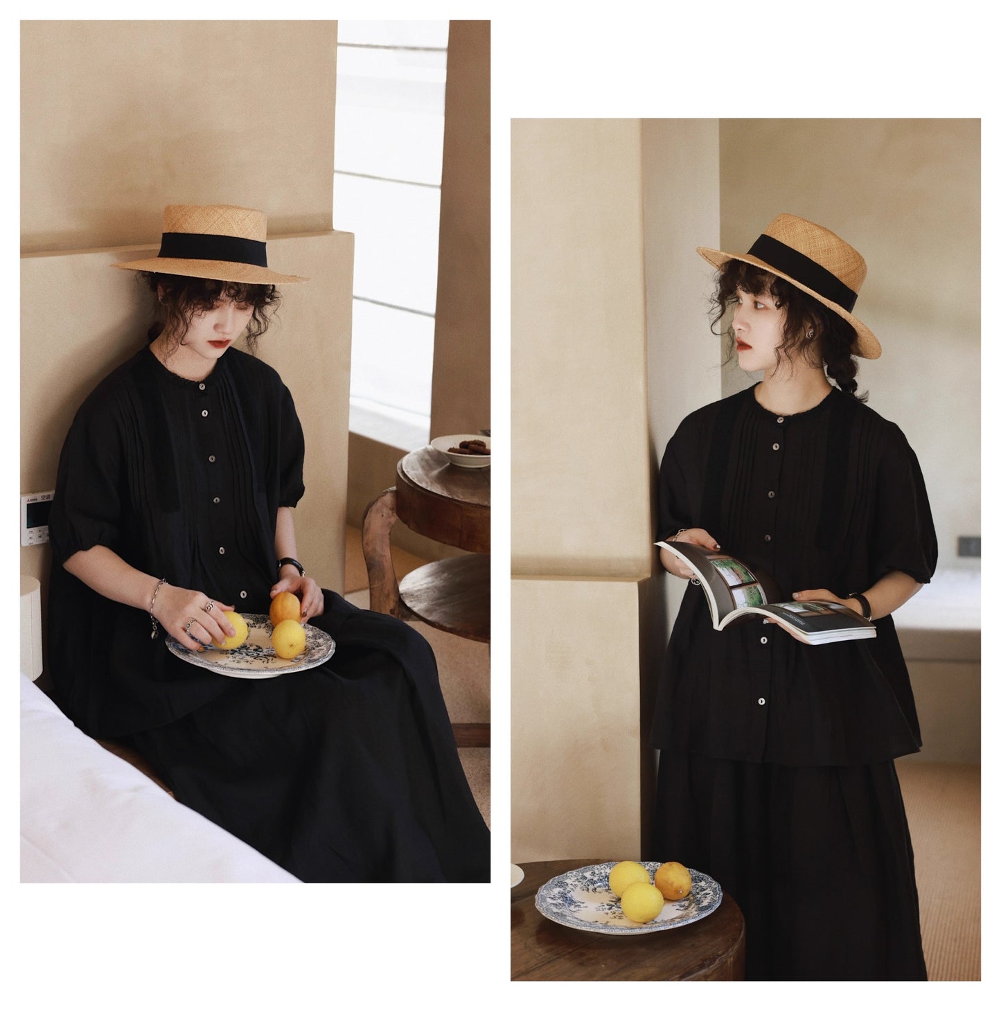 ☆品のあるピンタック&レース使い☆ リネンシャツ☆