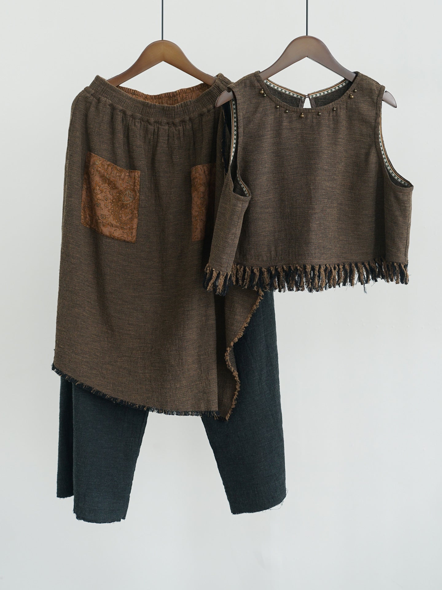 ◇2色展開◇コットンフリンジ プリミティブベスト◇