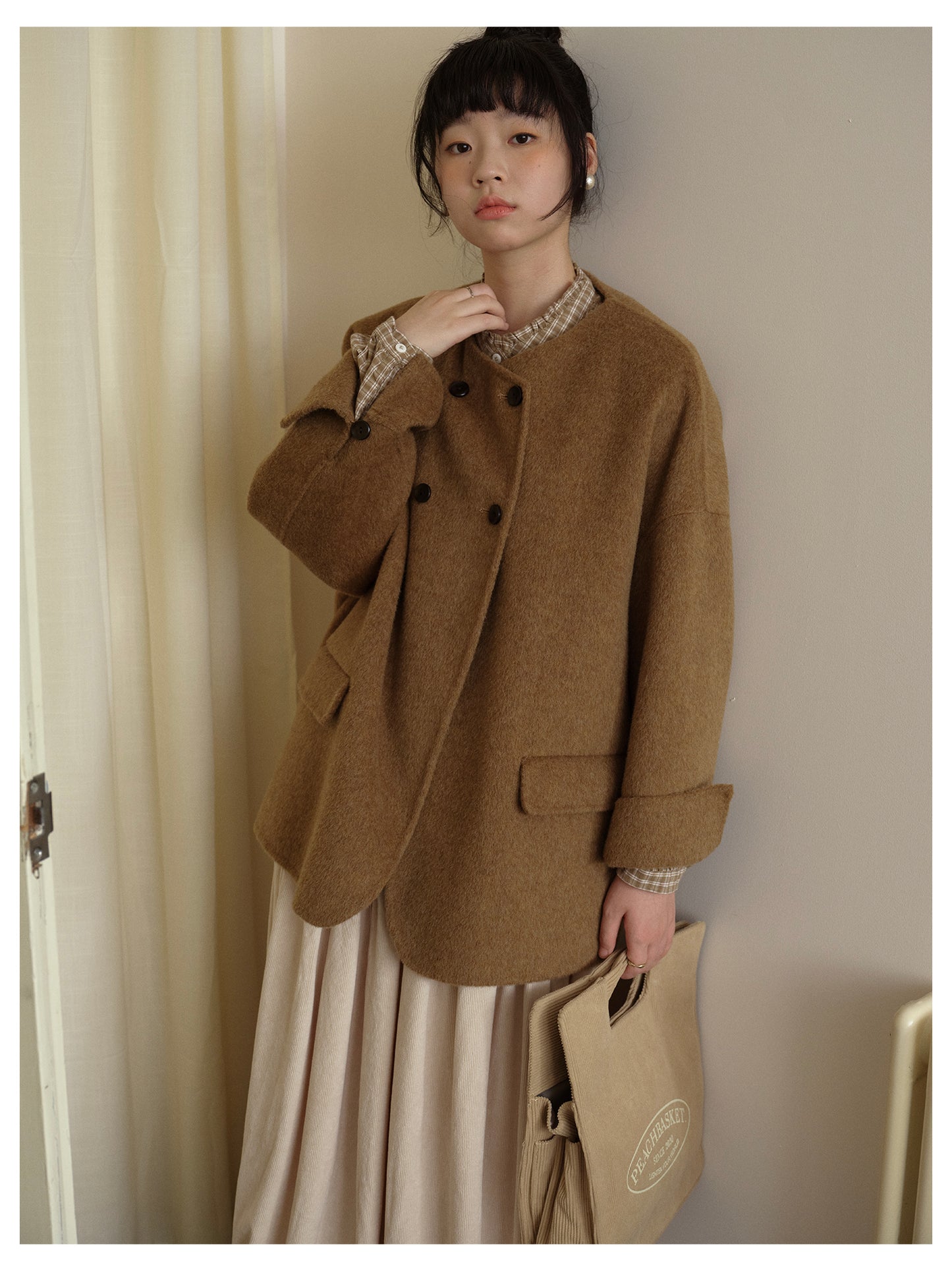 △ダブルフェイスメリノウールドロップショルダーゆったり ダブルブレスト ジャケット△