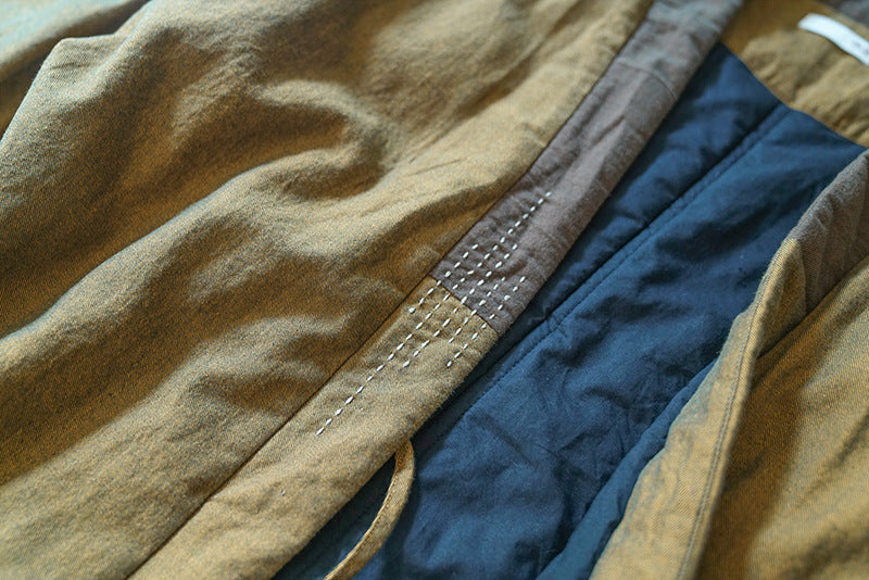 2色展開◇ハンドステッチと切り替えデザインがポイントに◇コットン中綿羽織り◇