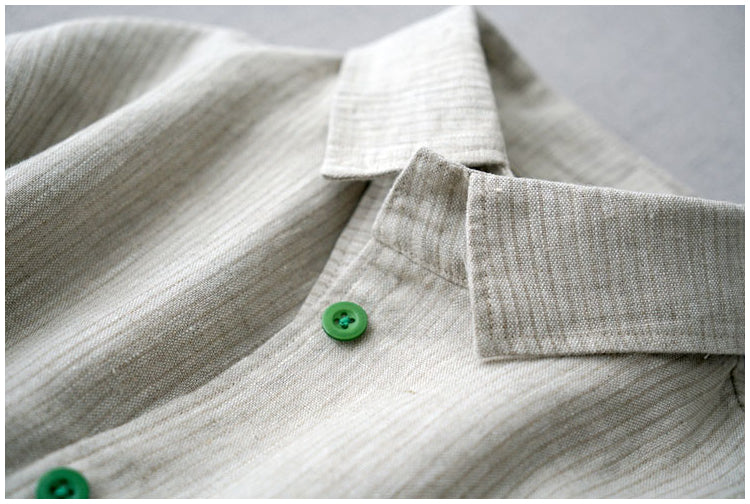 ◇リネンうっすらストライプ ゆったりドロップショルダー ワークコート◇