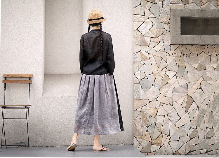 2色展開☆切替&ステッチデザインがポイント☆レディース 裏地付き ラミーギャザー ロングスカート☆