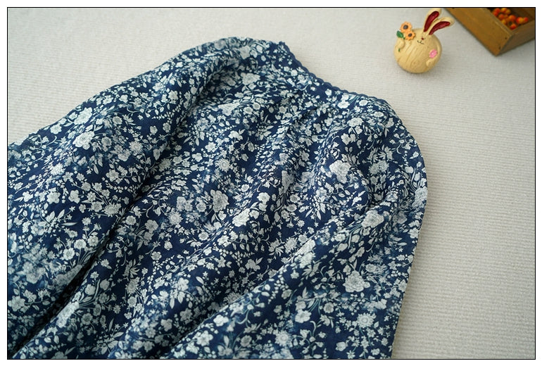 ◇控えめな小花柄で品のあるデザイン◇ラミーシャツ◇長袖/5部丈