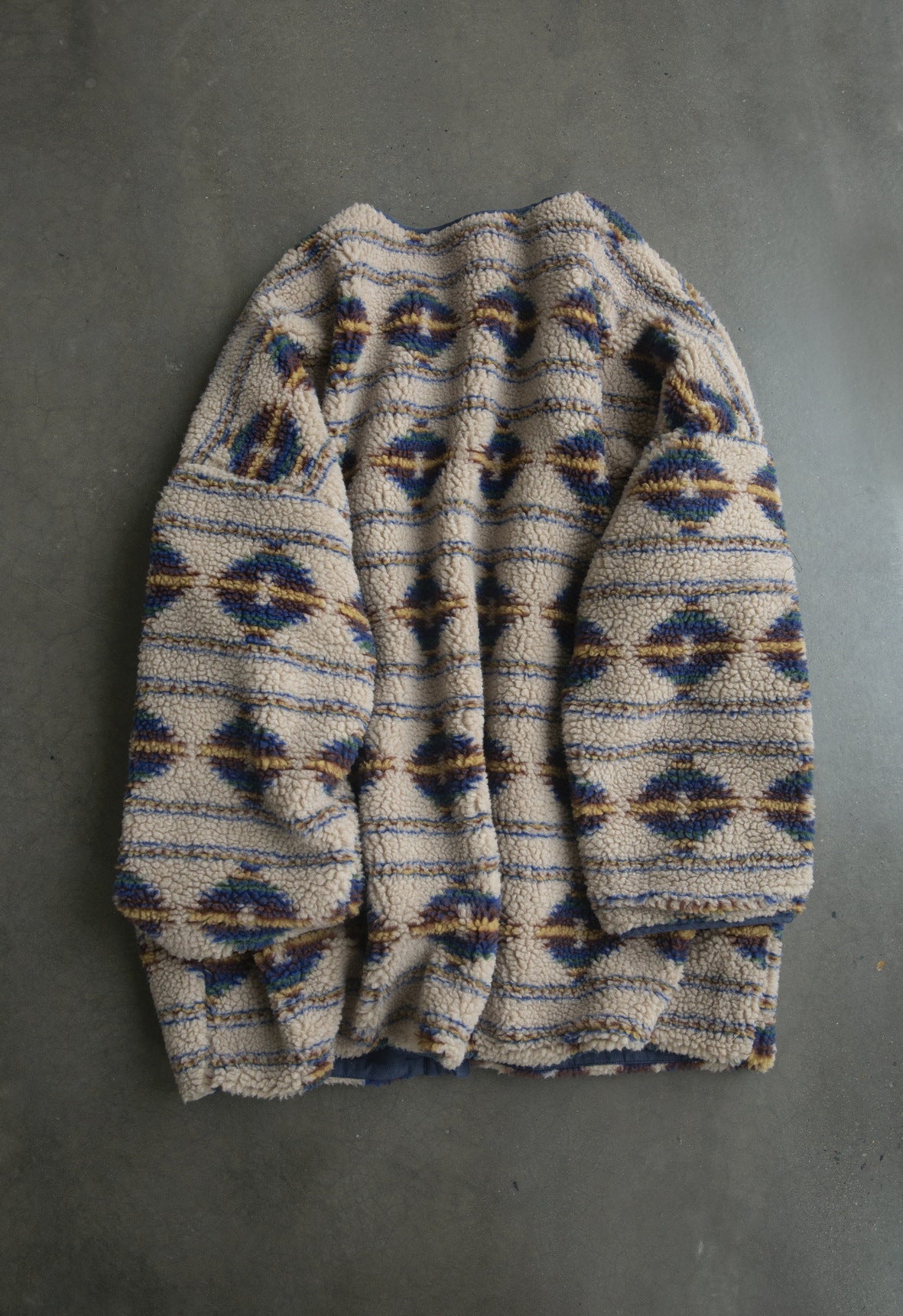 ☆トライバル柄オリエンタルデザイン ドロップショルダー ボアジャケット☆