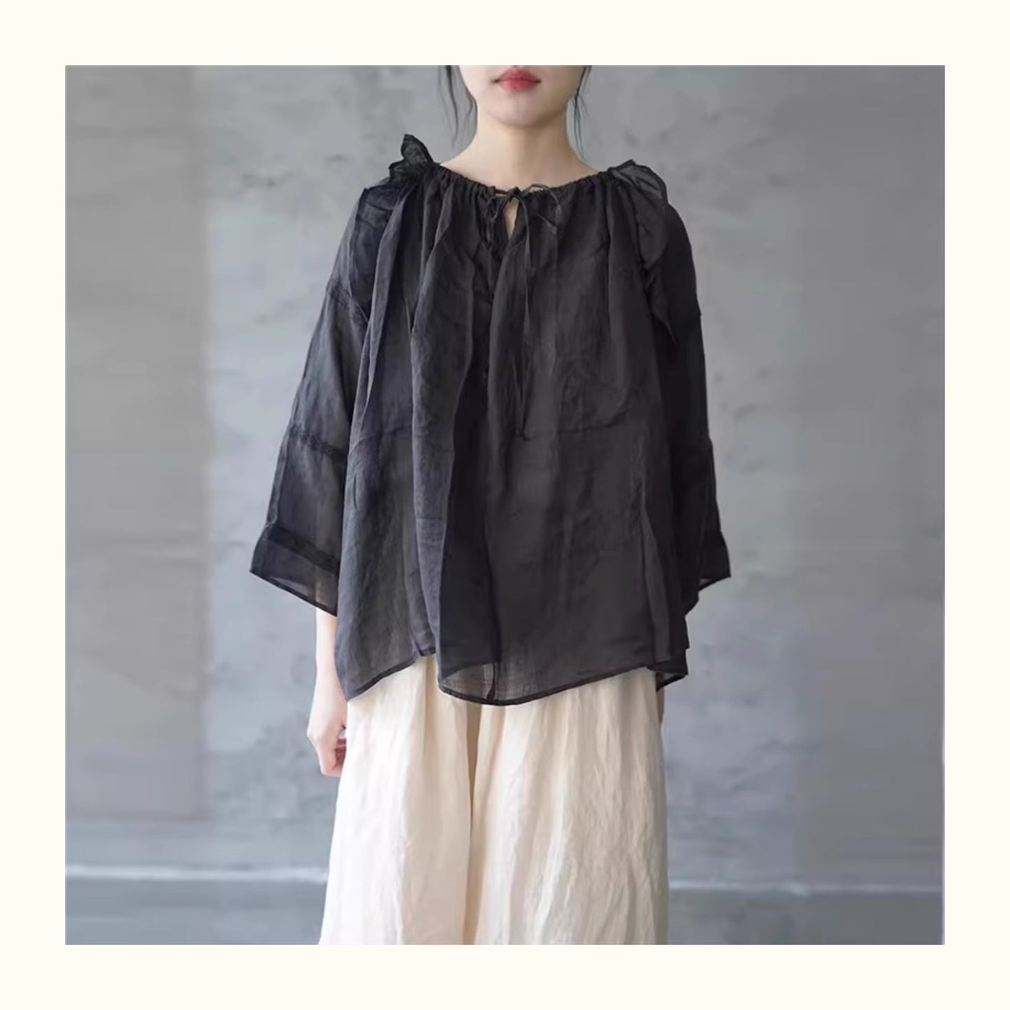 3色展開◇ハイカウントラミー フリルレース シャツ◇