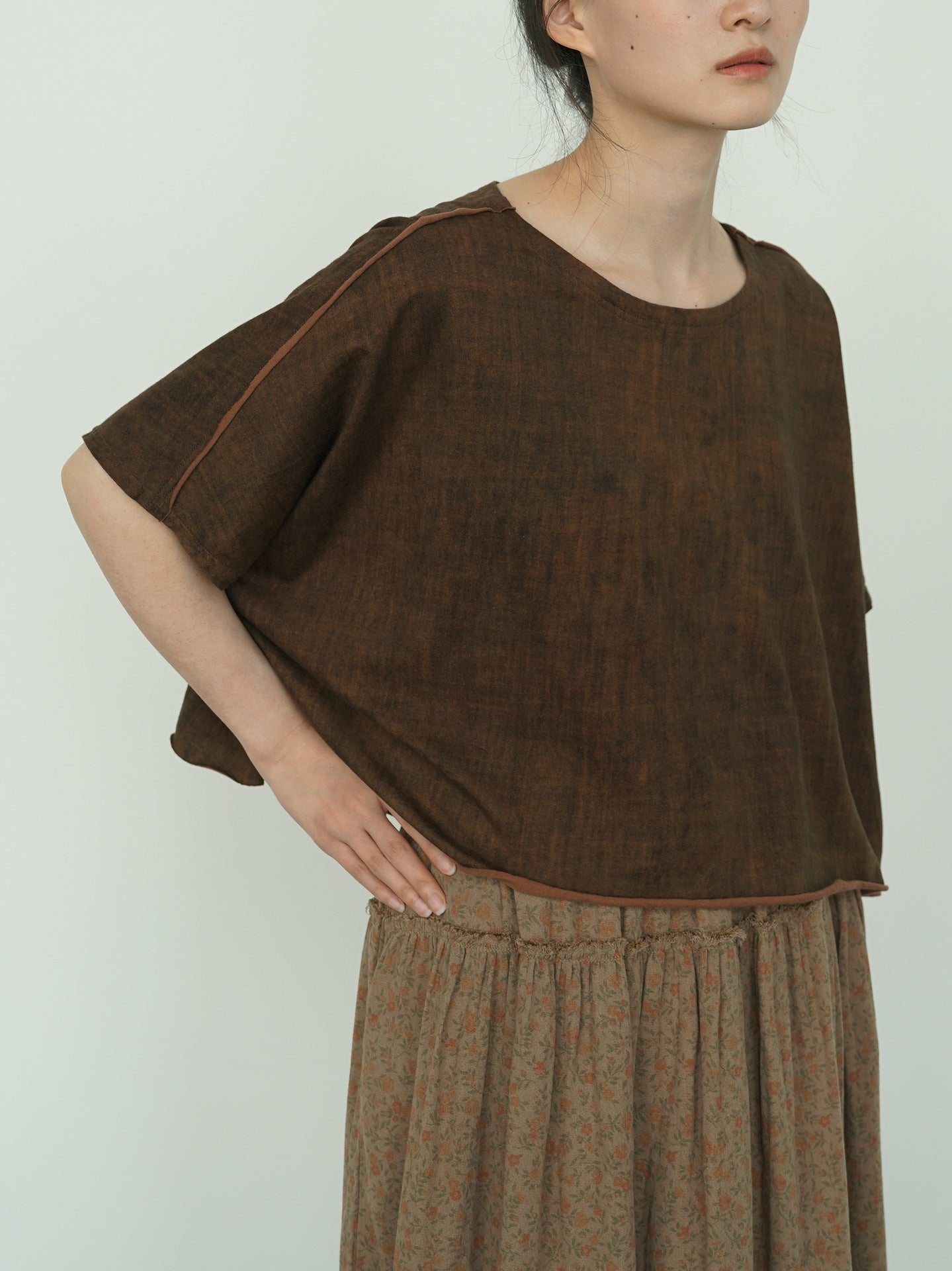 4色展開△シックな色味の ワイドシルエット デザインTシャツ▽