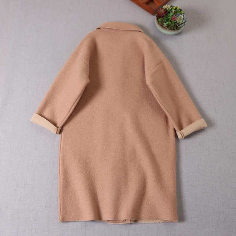 6色展開△ゆったりドロップショルダーダブルフェイスウール コート△