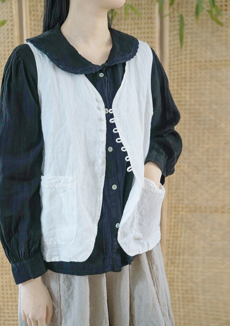2色展開☆くるみボタンがポイントに✩リネンベスト☆