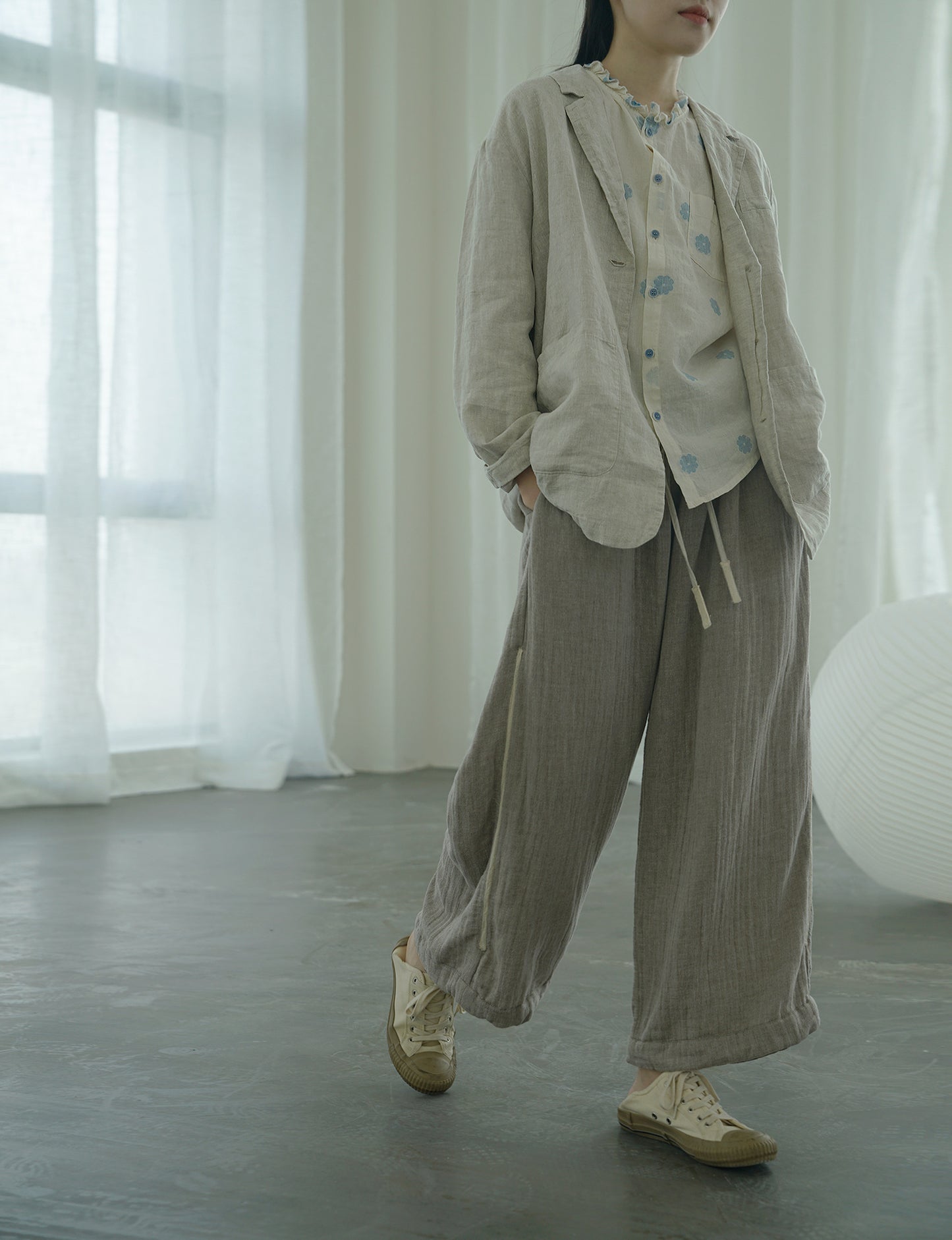 程良くゆったりシルエット◇リネン カジュアルジャケット◇