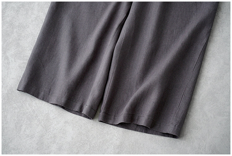 ◇8色展開◇豊富なサイズ展開◇品のあるリネン 8部丈 ワイド ワンタック イージーパンツ◇S~XL