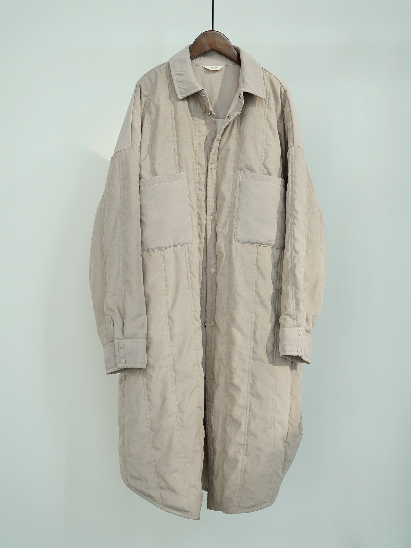 4色展開◇うっすら中綿生地で暖かドロップショルダーパフシャツワンピース◇