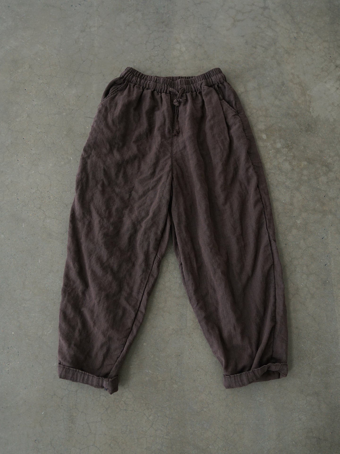 5色展開◇秋冬中厚リネン ワイドテーパードパンツ◇