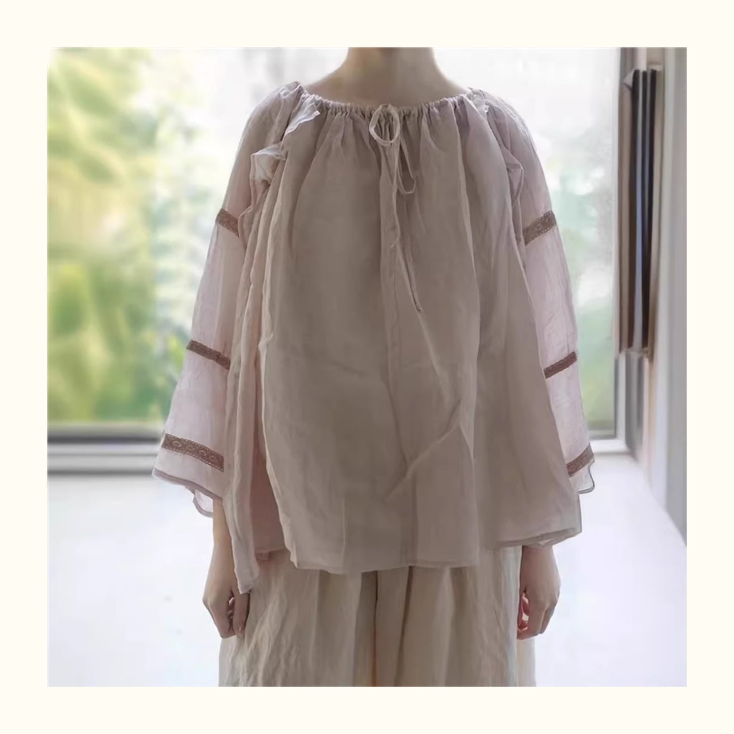 3色展開◇ハイカウントラミー フリルレース シャツ◇