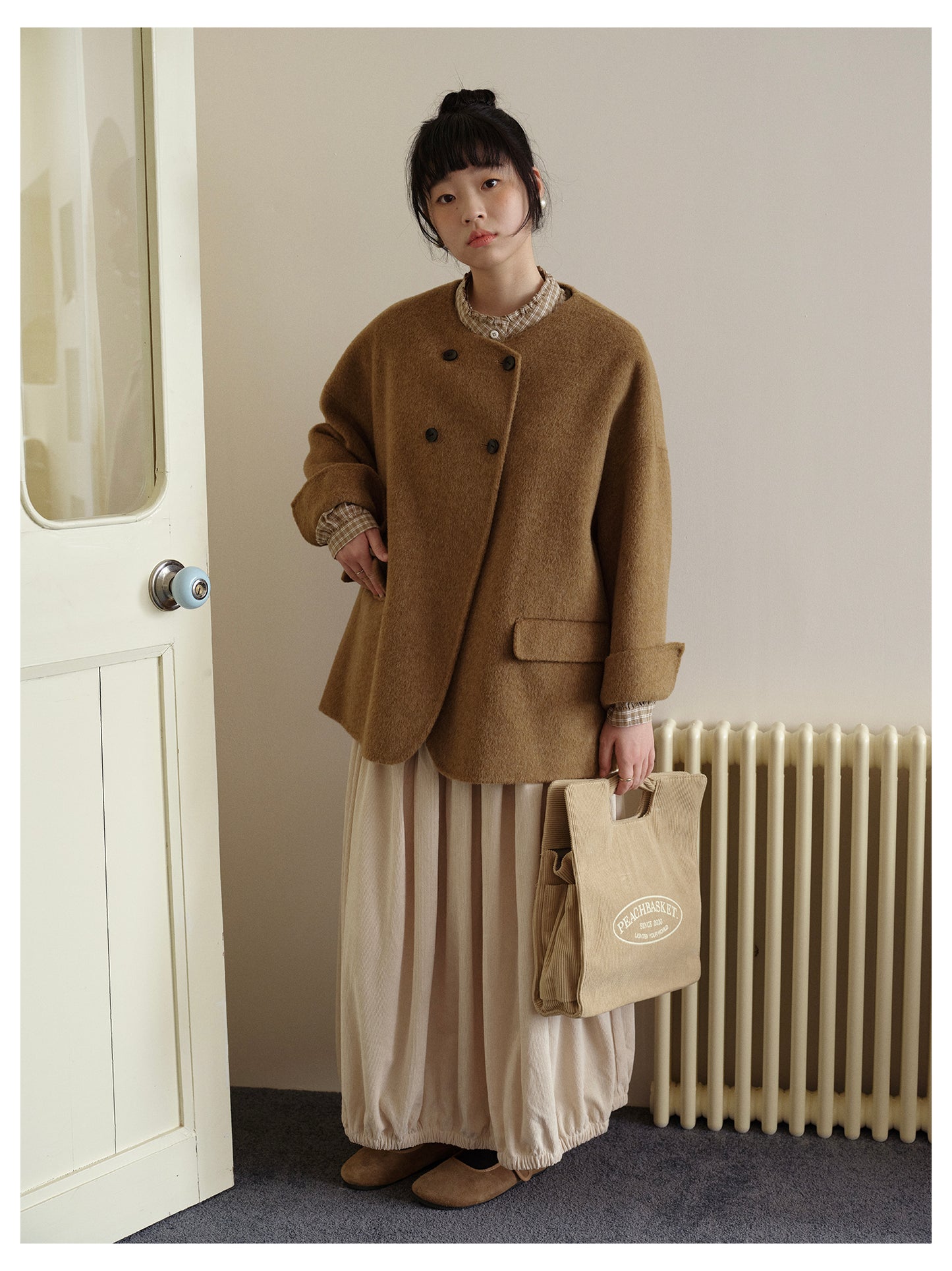 △ダブルフェイスメリノウールドロップショルダーゆったり ダブルブレスト ジャケット△