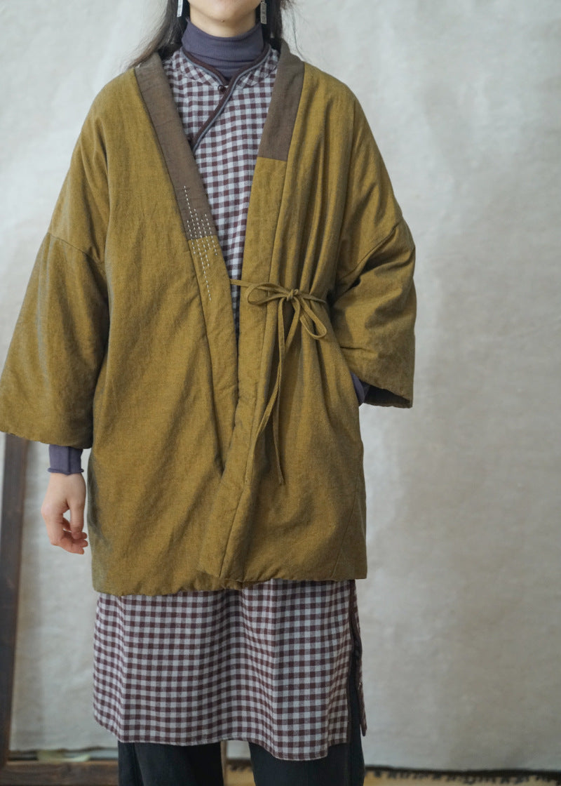 2色展開◇ハンドステッチと切り替えデザインがポイントに◇コットン中綿羽織り◇