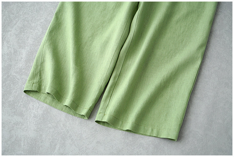 ◇8色展開◇豊富なサイズ展開◇品のあるリネン 8部丈 ワイド ワンタック イージーパンツ◇S~XL