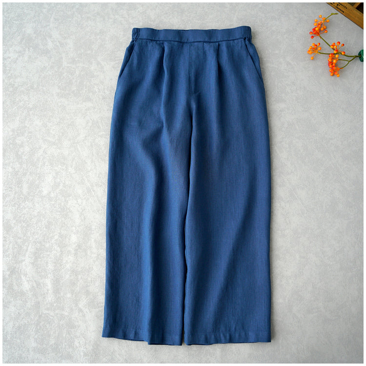 ◇8色展開◇豊富なサイズ展開◇品のあるリネン 8部丈 ワイド ワンタック イージーパンツ◇S~XL