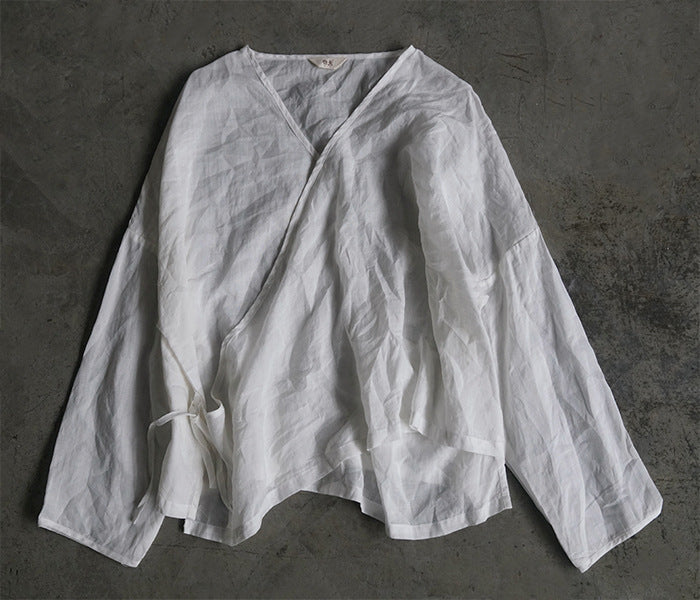 3色展開◇ハイカウントラミー ショートカシュクールシャツ◇