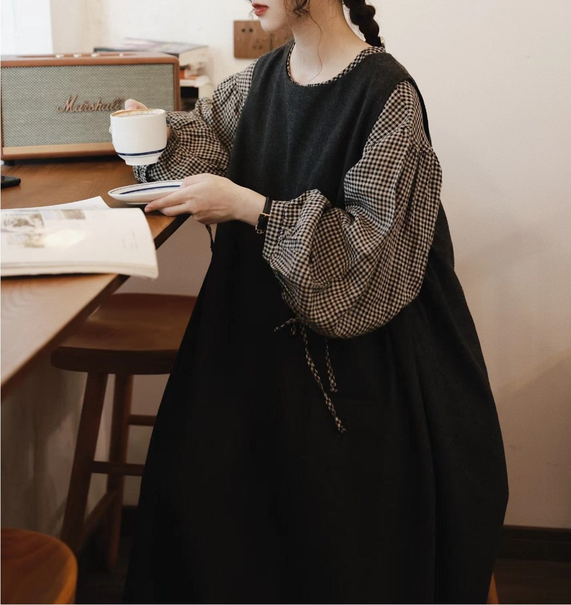◇チャコールグレー ウールジャンパースカート ドレス◇