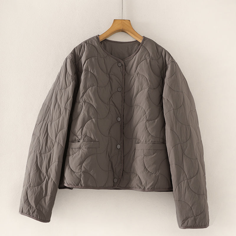 昨シーズン物売り切りセール◇3色展開◇ホワイトダックダウン使用◇ノーカラー ダウンコート◇
