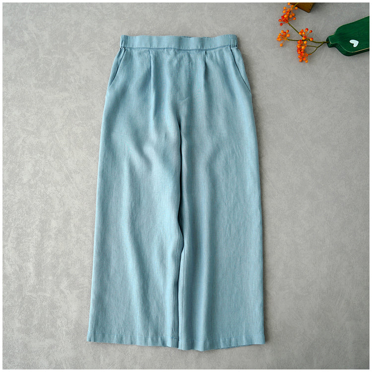 ◇8色展開◇豊富なサイズ展開◇品のあるリネン 8部丈 ワイド ワンタック イージーパンツ◇S~XL