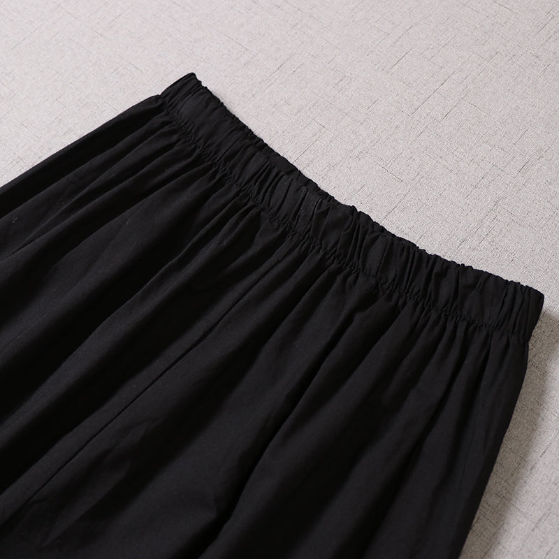 ☆6色展開☆裾レース切り替え コットン9部丈イージーギャザーパンツ☆