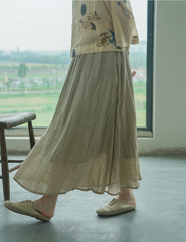 3色展開◇表情豊かな生地感が美しい◇風通し良く夏にピッタリ◇ツイルラミーAラインスカート◇