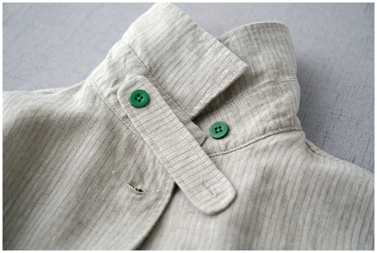 ◇リネンうっすらストライプ ゆったりドロップショルダー ワークコート◇