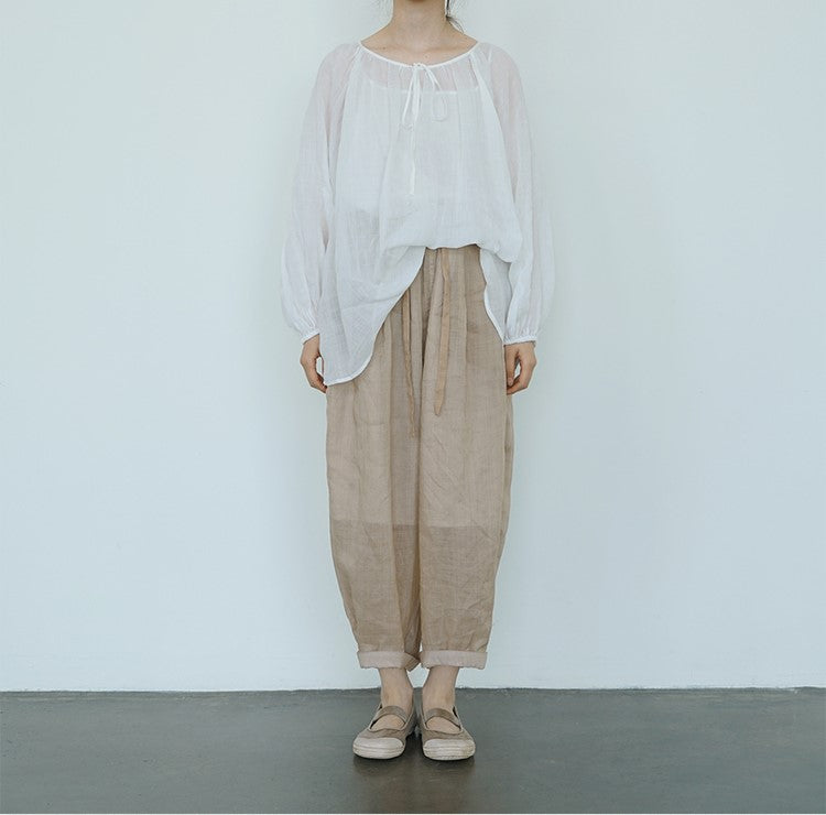 ◇2色展開◇ゆったりシルエット◇ラミー ラグランスリーブ ブラウス◇