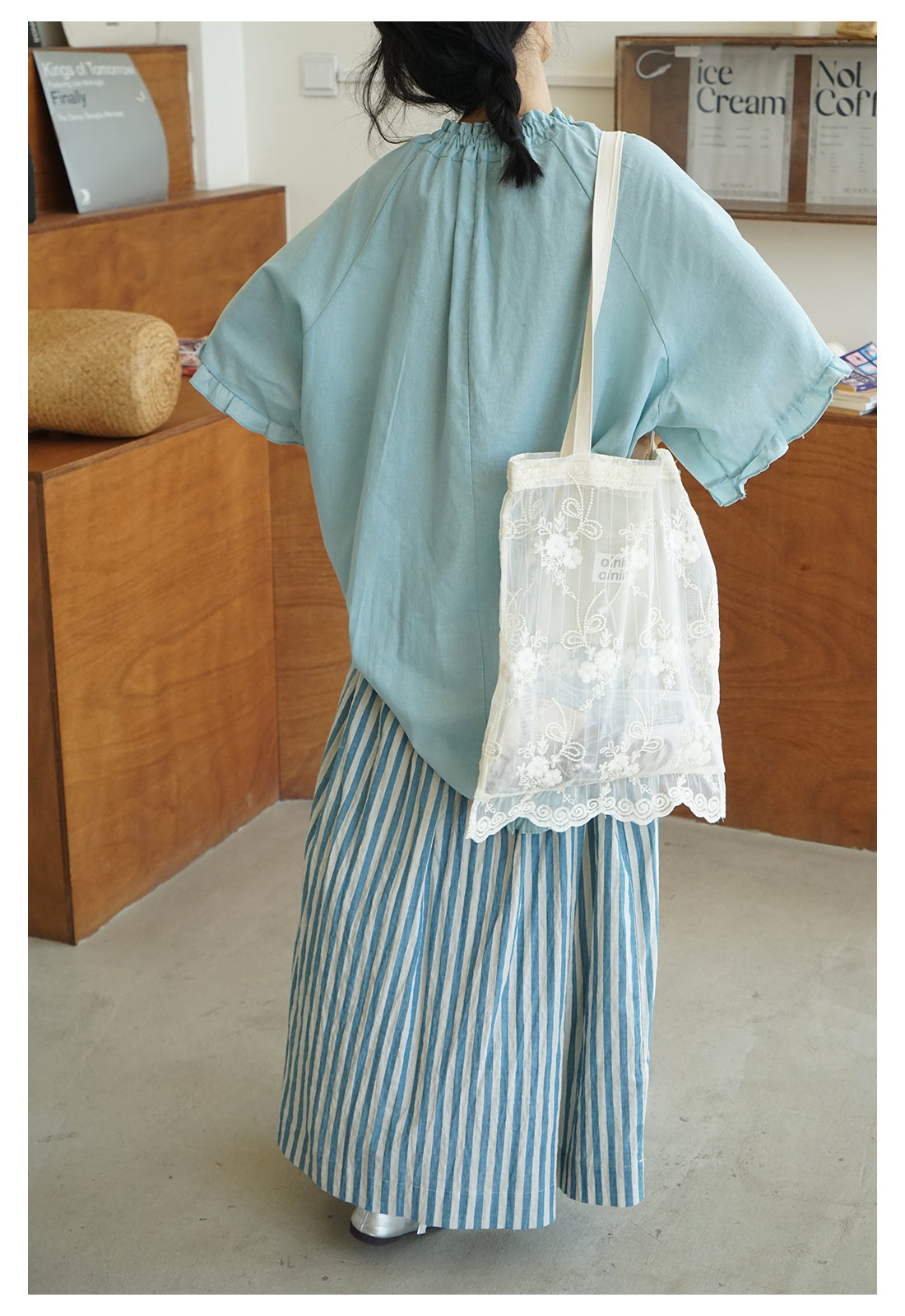 2色展開◇コットン ストライプ イージーロングスカート◇