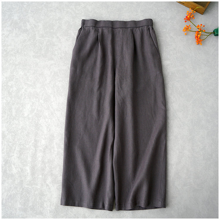 ◇8色展開◇豊富なサイズ展開◇品のあるリネン 8部丈 ワイド ワンタック イージーパンツ◇S~XL