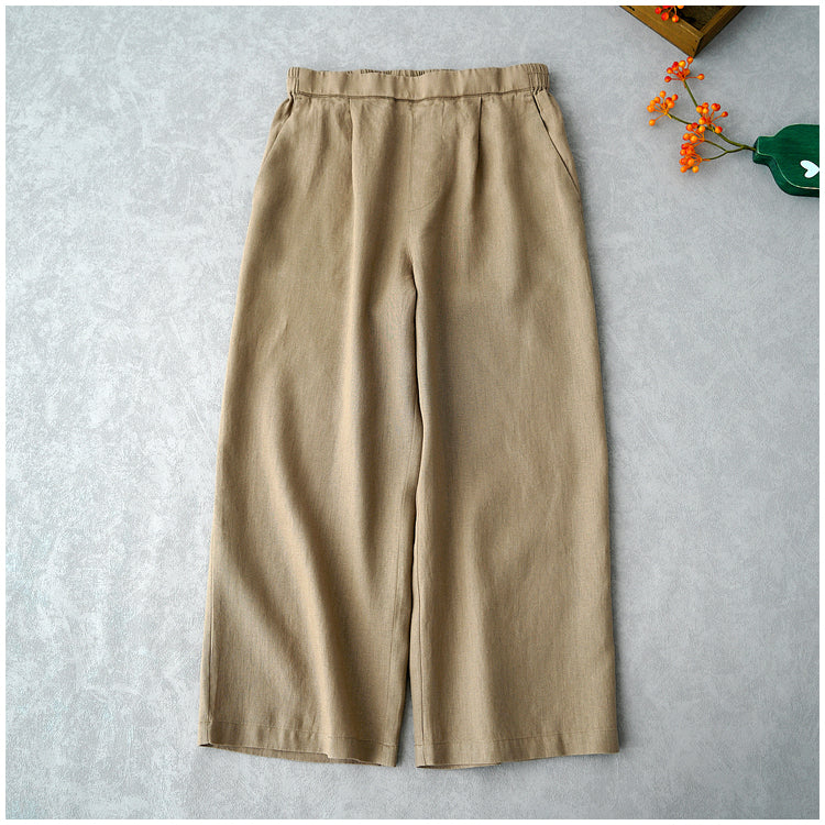 ◇8色展開◇豊富なサイズ展開◇品のあるリネン 8部丈 ワイド ワンタック イージーパンツ◇S~XL
