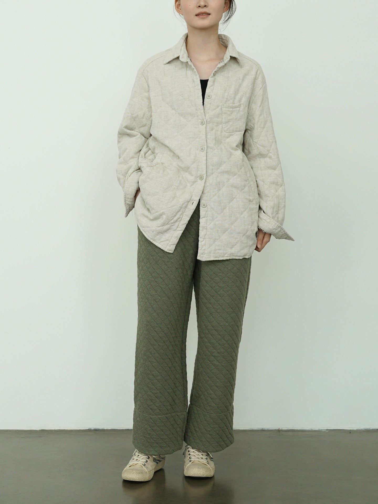 4色展開◇中綿リネンキルティングシャツ◇