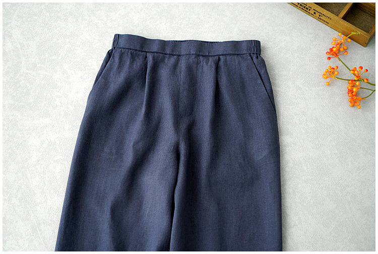 ◇8色展開◇豊富なサイズ展開◇品のあるリネン 8部丈 ワイド ワンタック イージーパンツ◇S~XL