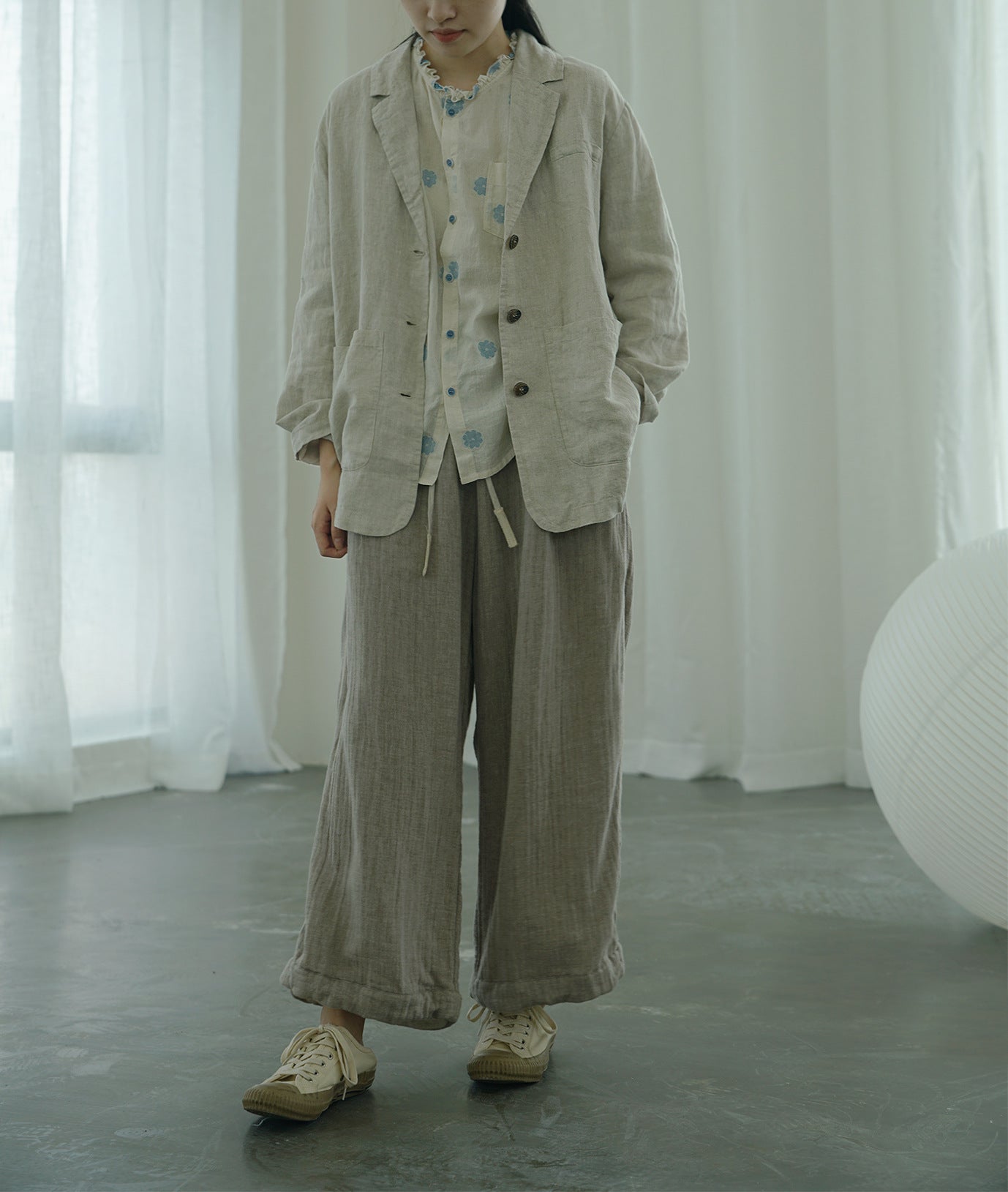 程良くゆったりシルエット◇リネン カジュアルジャケット◇