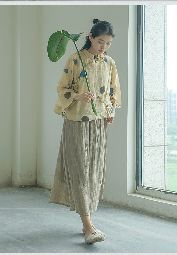 3色展開◇表情豊かな生地感が美しい◇風通し良く夏にピッタリ◇ツイルラミーAラインスカート◇