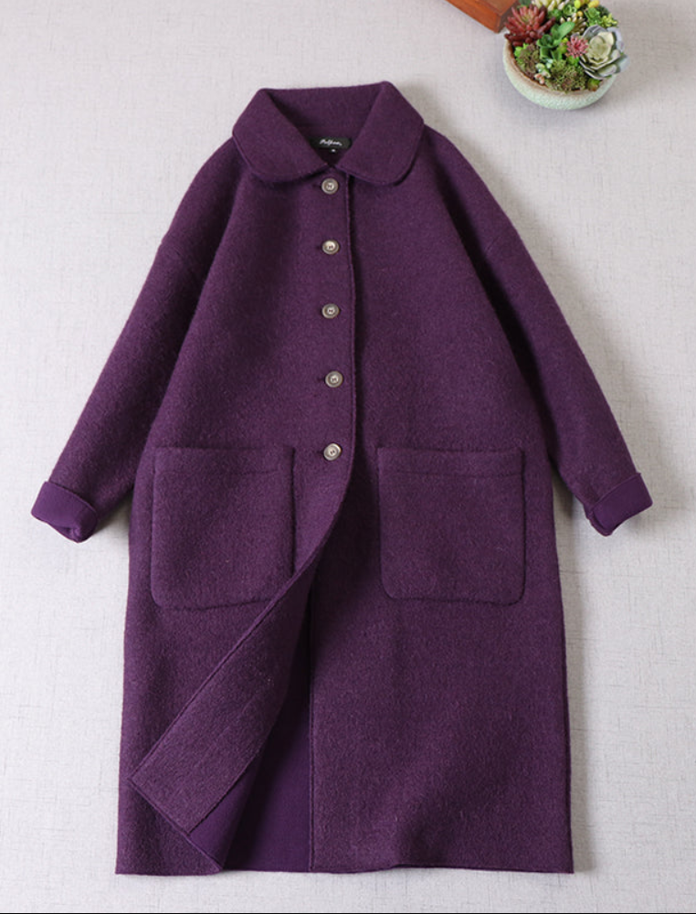 6色展開△ゆったりドロップショルダーダブルフェイスウール コート