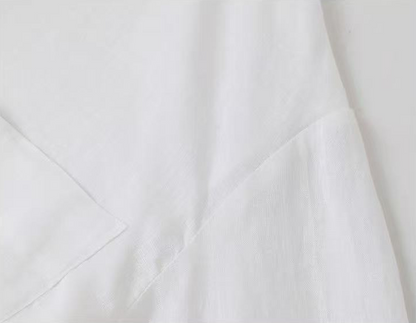 ◇リネン ドロップショルダー スキッパーブラウス◇ M/Lサイズ