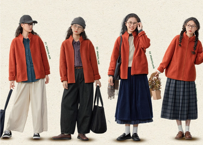 3色展開✩ゆったりシルエット✩ドロップショルダーフリース ジャケット△S/Mサイズ