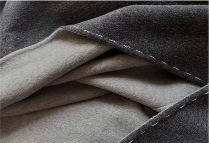 △ダブルフェイスウールで暖か ハンドステッチがポイントに。ドロップショルダーゆったり  ノーカラーコート△