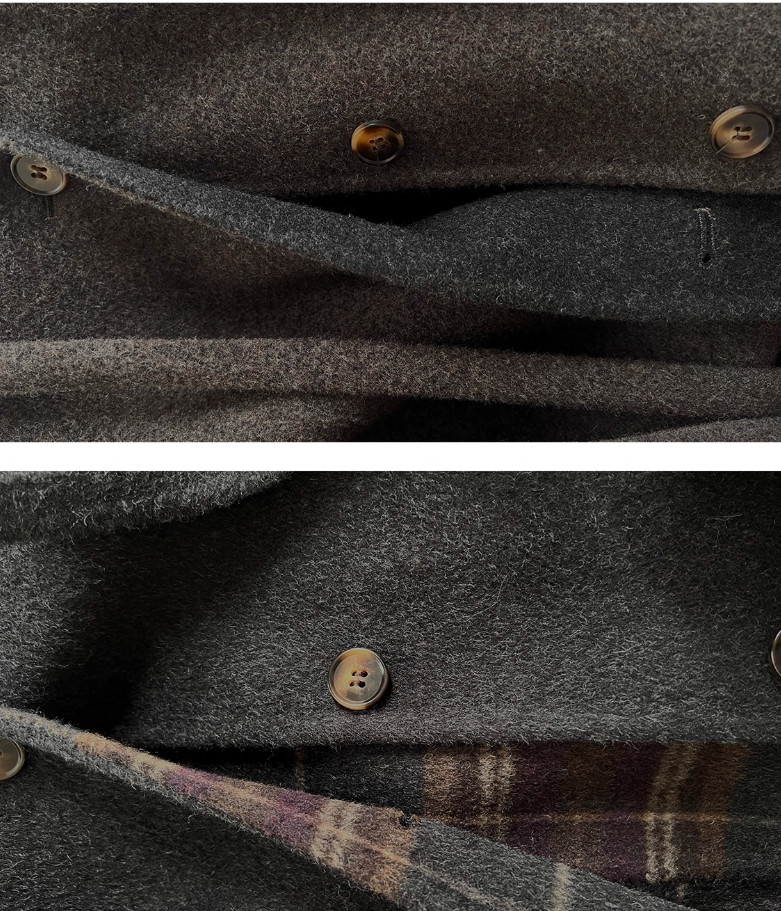 3色展開◇ダブルフェイス カシミア×メリノウールで暖かドロップショルダーゆったり フーディーコート◇