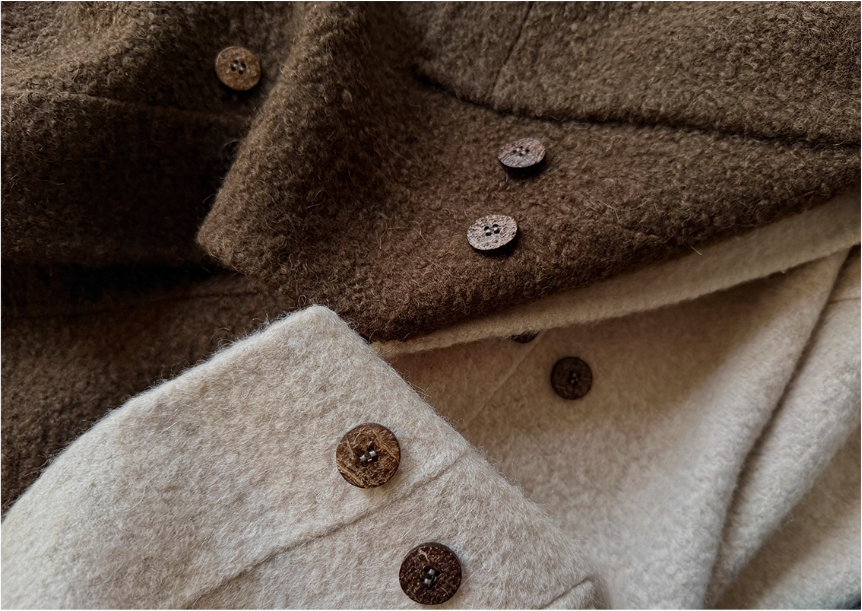 ２色展開◇ダブルフェイスウールで暖かドロップショルダーゆったり ショートコート◇