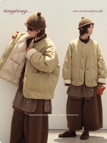 ✩ばっちり防寒✩ゆったり リバーシブル コットン ダウンジャケット✩