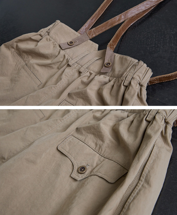 ◇コットン  サスペンダー付きフルレングスワイド イージーパンツ◇S/M/L