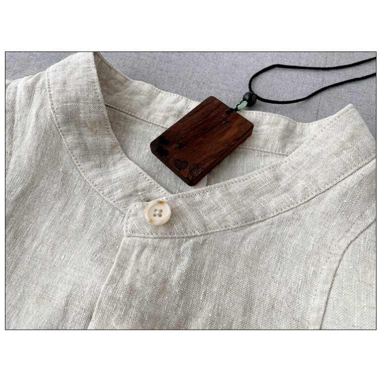 3色展開◇バンドカラードルマンスリーブ リネン ロングシャツ コート◇